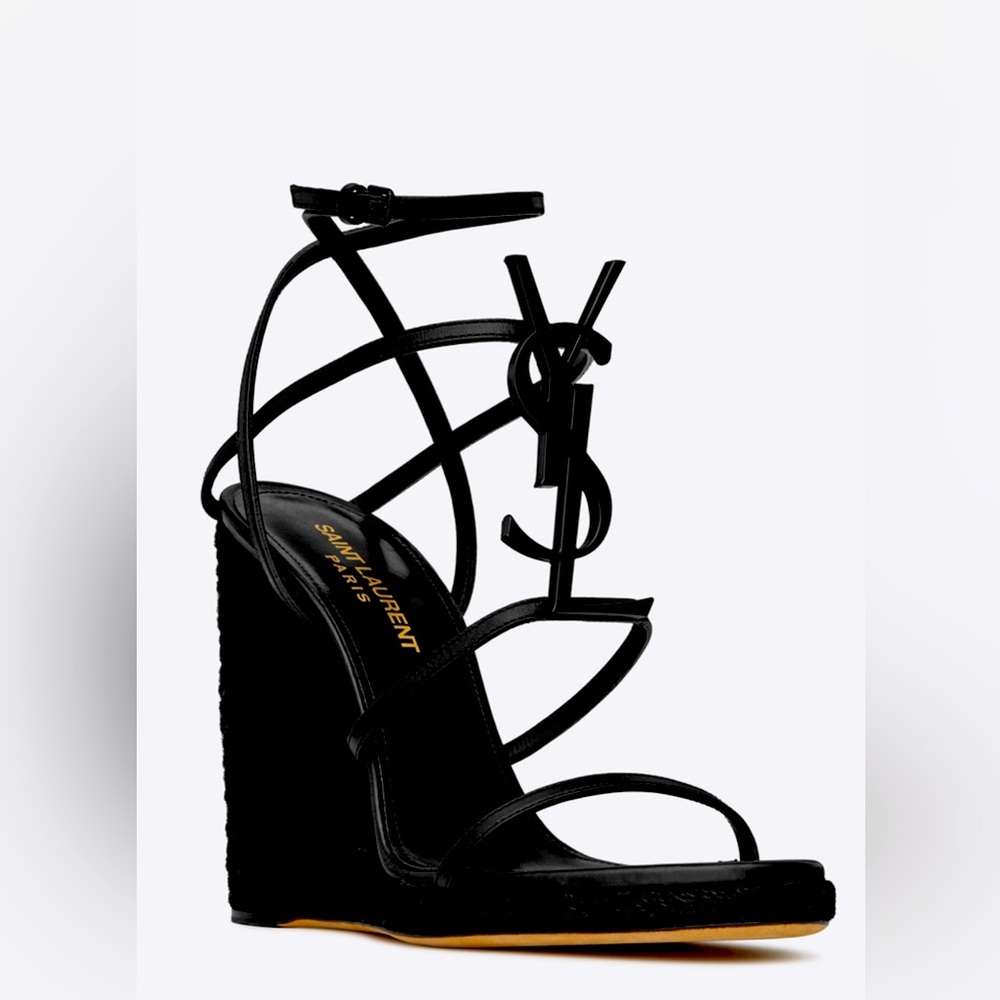 Brand new, never worn. US Size 8.5 women’s AUTHENTIC Saint Laurent wedge sandal